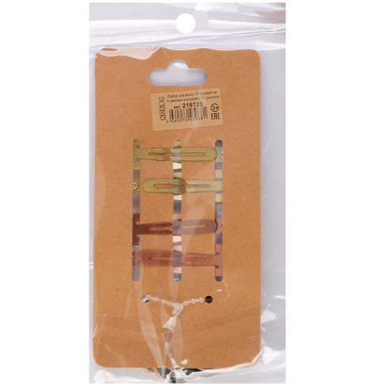 Украшение для волос, набор 19 шт, заколка-хлопушка, резинка, КОКОС, 218125