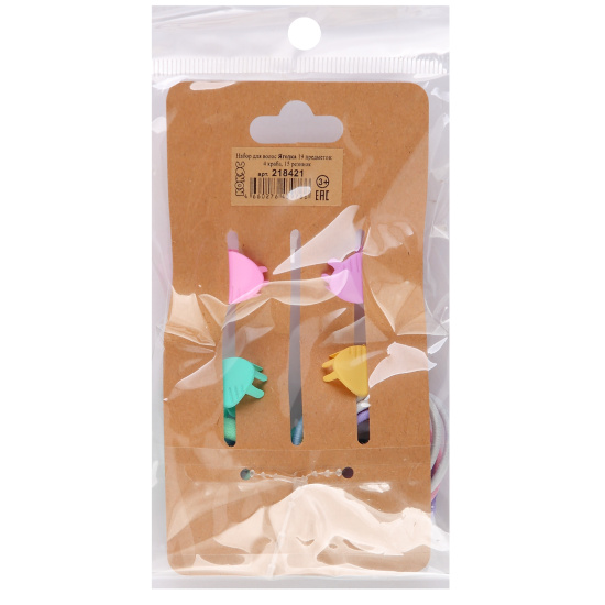 Украшение для волос, Ягодка, набор 19 шт, ассорти, краб, резинка, КОКОС, 218421