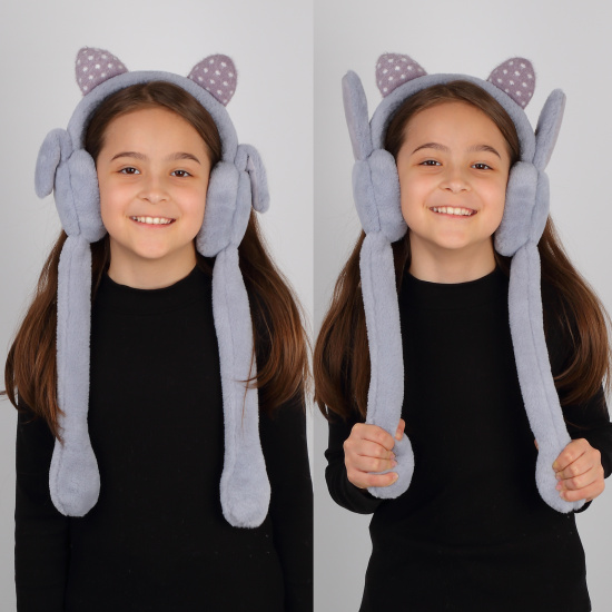 Ободок-наушники, Мяу, искусственный мех, цвет серый, КОКОС, 218414