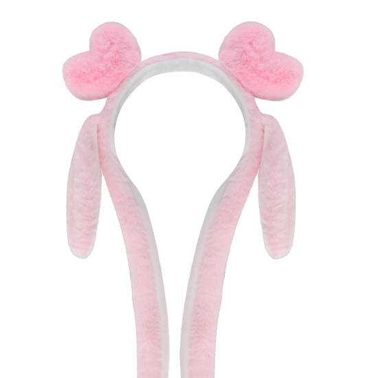Ободок-наушники, Сердечки, искусственный мех, цвет розовый, КОКОС, 218417