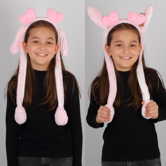 Ободок-наушники, Сердечки, искусственный мех, цвет розовый, КОКОС, 218417