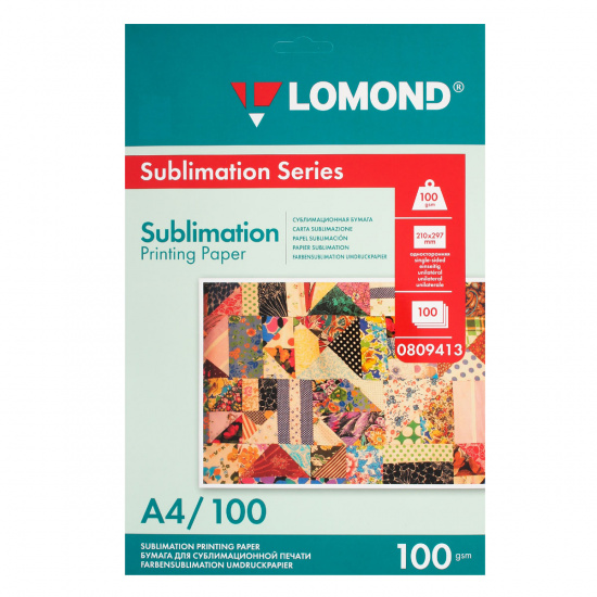 Бумага термотрансферная для сублимационных чернил, 100 г/кв.м, А4, 100 листов, струйная Lomond 0809413