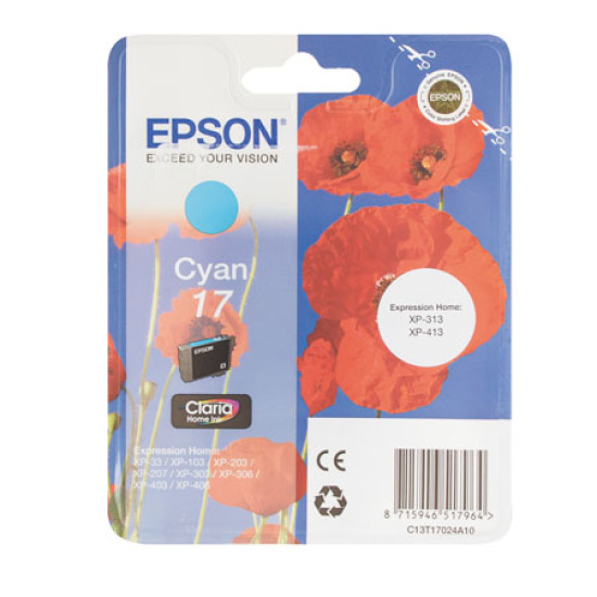 Картридж EPSON T1702 для XP33/203/303 cyan (о)