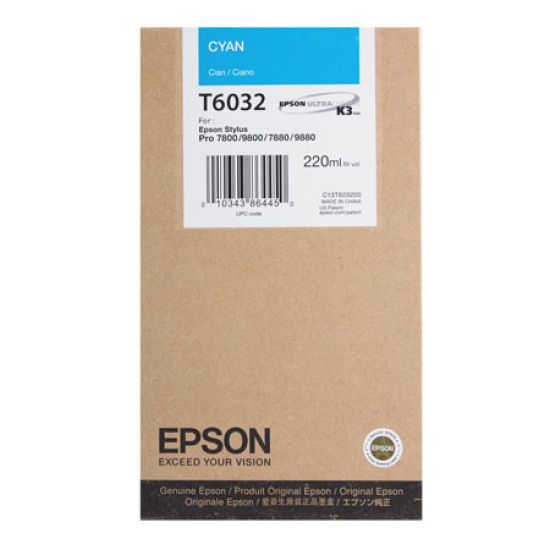 Картридж EPSON T603200 Stylus Pro 7800/9800 (220ml) cyan (о)