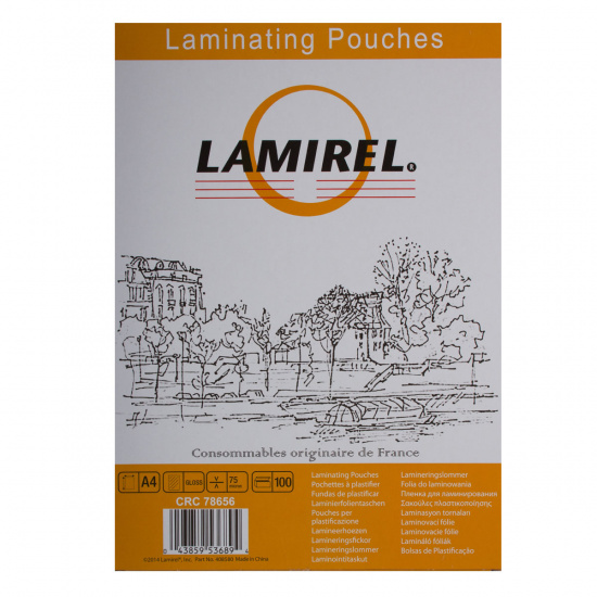 Пленка для ламинир.216*303 А4 (75мк) глянец Lamirel 100шт.