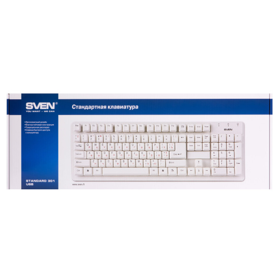 Клавиатура SVEN Standard 301, USB белая