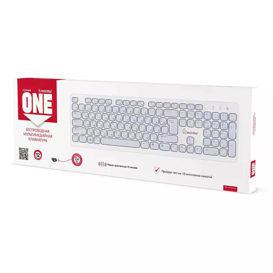 Клавиатура, SmartBuy, ONE 252 бело-cерая, беспроводная, USB