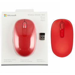 Манипулятор  мышь Microsoft Wireless Mouse 1850 1000dpi, оптическая, USB, беспроводная Flame Red U7Z-00034