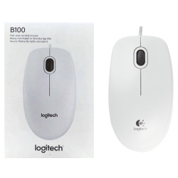 Манипулятор мышь  Logitech B100 Optical  USB 910-003360 White