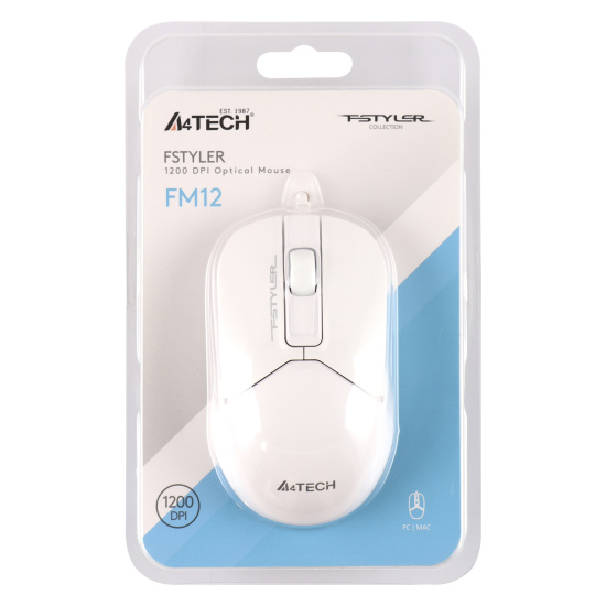 Манипулятор мышь  A4tech Fstyler FM12 оптическая USB (1200dpi) белый