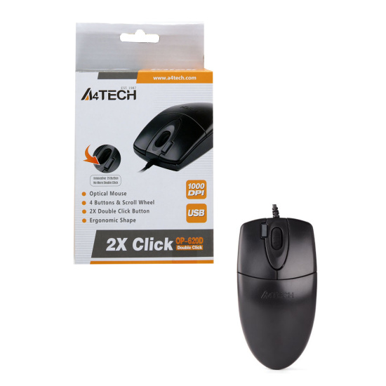 Манипулятор мышь  A4tech OP-620D оптическая USB (1000dpi) черный