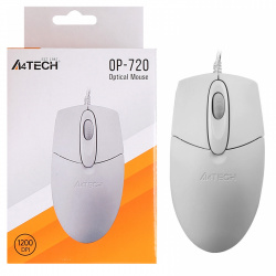 Манипулятор мышь A4tech OP-720 оптическая USB (1000dpi) белый/серый