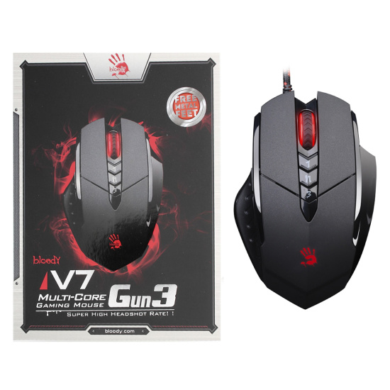 Манипулятор мышь  А4tech Bloody V7 черный оптическая (3200dpi) USB игровая (7but)