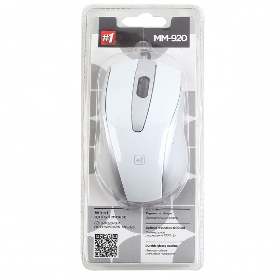 Манипулятор мышь  Defender MM-920 белый+серый, USB