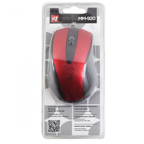 Манипулятор мышь  Defender MM-920 красны+черный, USB