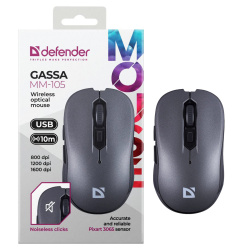 Манипулятор мышь Defender Gassa MM-105 серая, бесшумная USB