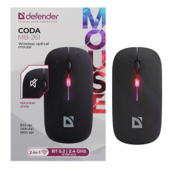 Манипулятор мышь Defender Coda MB-261 (черный) Bluetooth+USB, аккумулятор, бесшумная, беспроводная