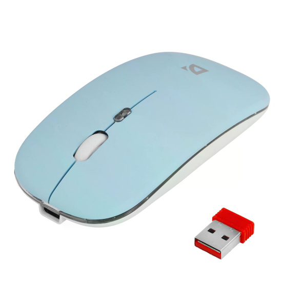 Манипулятор мышь Defender Coda MB-261 (голубой) Bluetooth+USB, аккумулятор, бесшумная, беспроводная