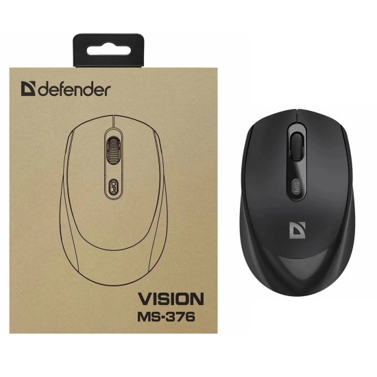 Манипулятор мышь Defender Vision MS-376 черный, 4кнопки, 1600dpi беспроводная