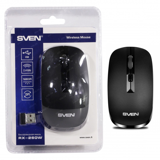 Манипулятор мышь Sven RX-260W Wireless black беспроводная черная