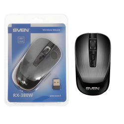Манипулятор мышь Sven RX-380W серый металлик, беспроводная