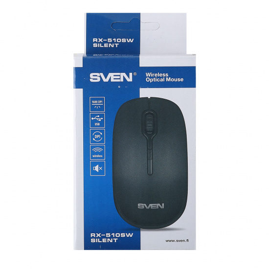 Манипулятор мышь Sven RX-510SW Wireless черная, беззвучная беспроводная