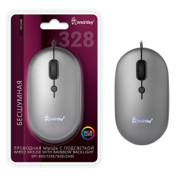 Манипулятор мышь Smartbuy 328 серый металик, бесшумная (SBM328G) /40