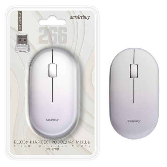 Манипулятор мышь Smartbuy 266AG белая градиент бесшумная (SBM-266AG-W) беспроводная