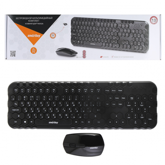 Клавиатура + мышь Smartbuy Honeycomb 642383AG черный, беспроводные (SBC-642383AG-K) /10