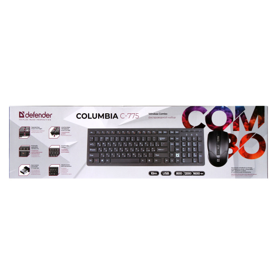 Клавиатура + мышь Defender Columbia C-775 RU черная беспроводные