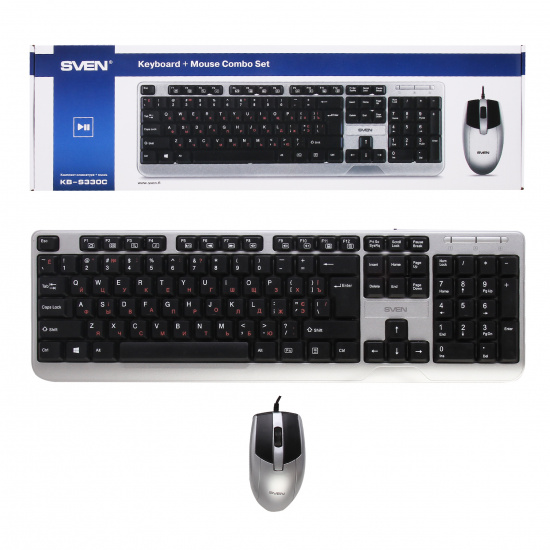 Клавиатура + мышь SVEN KB-S330C проводные USB серебро