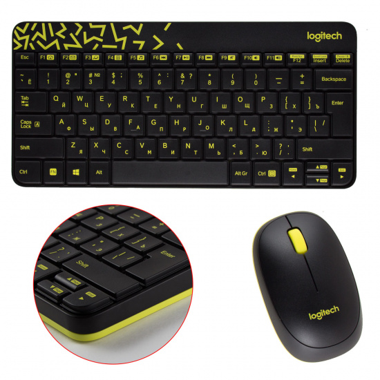 Клавиатура + мышь Logitech MK240 черный, беспроводные