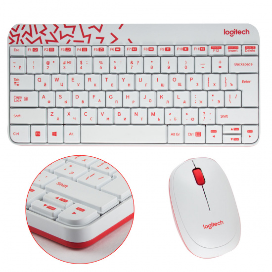 Клавиатура + мышь Logitech MK240 белый, беспроводные