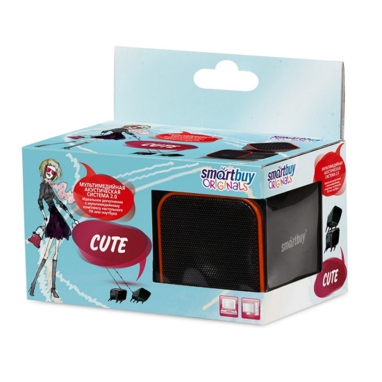 Колонки SmartBuy CUTE, мощность 6Вт, USB, черно-оранжевые (SBA-2590)/60