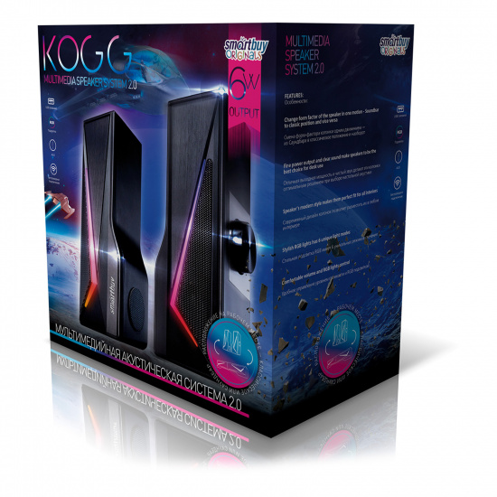 Колонки SmartBuy KOGG, мощность 6Вт, USB, Bluetooth, RGB-подсветка (SBA-4350)/10