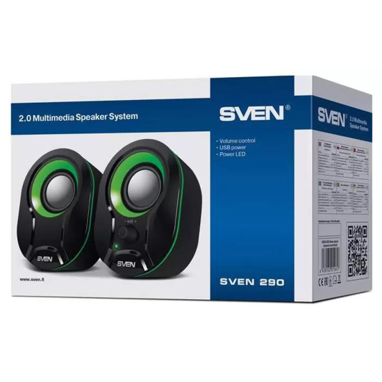 Колонки Sven 290 USB черные/зеленые (SV-015657)