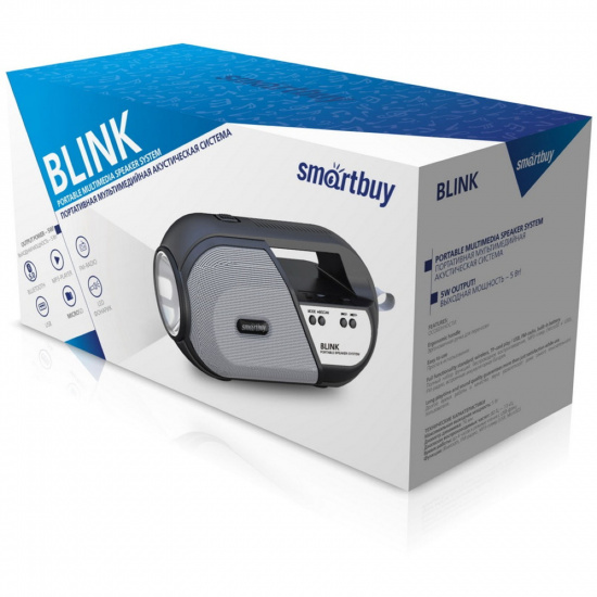 Портативная колонка SmartBuy BLINK,  5Вт, Bluetooth, MP3, FM, фонарик, черная (SBS-5070)
