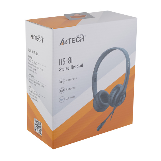 Наушники с микрофоном A4-Tech HS-8i, 1.8м, черный