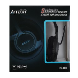 Наушники с микрофоном A4-Tech HS-100, 2м., черный/серый