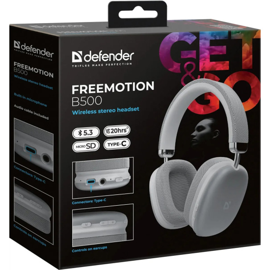 Наушники с микрофоном, подключение беспроводное, Defender, FreeMotion, 63503