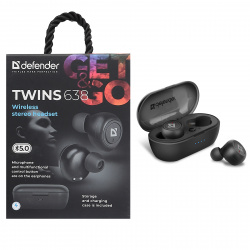 Наушники беспроводные с микрофоном вкладыши Defender TWS Bluetooth Twins 638 (63638)