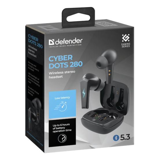 Наушники беспроводные, CyberDots 280, подключение беспроводное, Defender, 63280