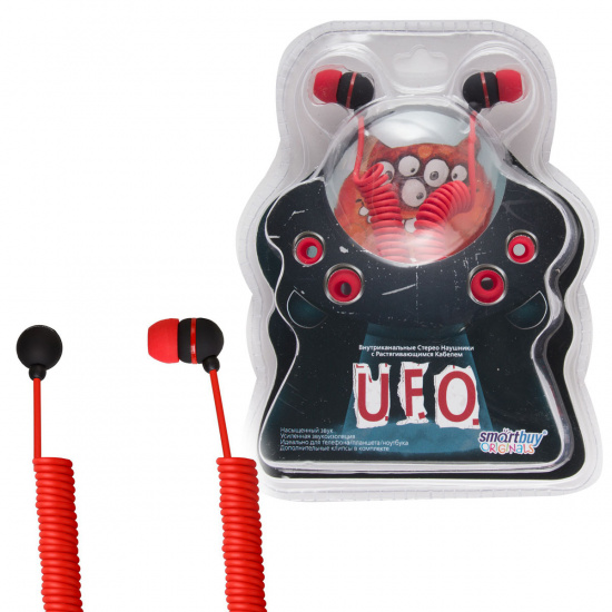 Наушники вкладыши SmartBuy UFO, растягивающий кабель, красные (SBE-2060)/60
