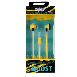 Наушники вкладыши Smartbuy Boost, soft-touch, желтые (SBE-970)