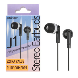 Наушники вкладыши SmartBuy J1, черные, коробка (SBE-111K)/60
