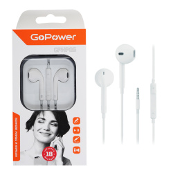 Наушники вкладыши с микрофоном GoPower GPHP05, белые