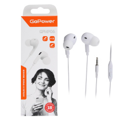 Наушники вкладыши с микрофоном GoPower GPHP06, белые