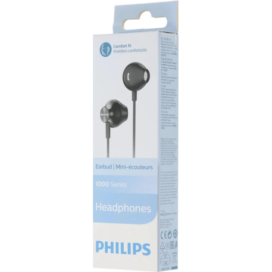 подключение проводное, mini jack 3.5 mm, Philips, TAUE100BK/00