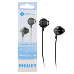 подключение проводное, mini jack 3.5 mm, Philips, TAUE100BK/00