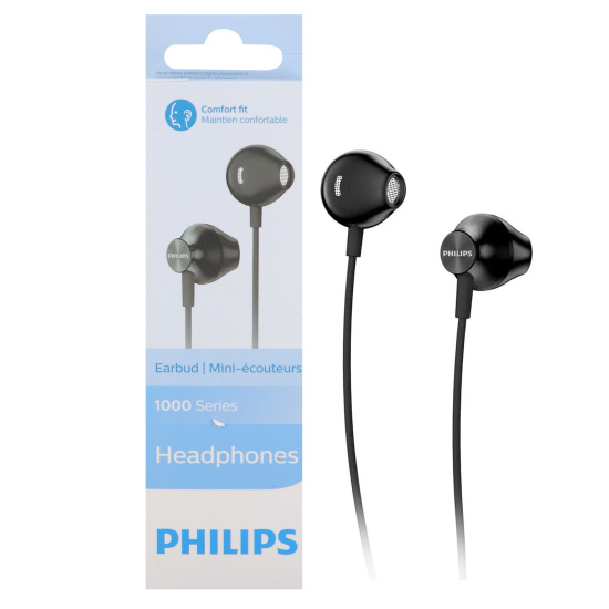 подключение проводное, mini jack 3.5 mm, Philips, TAUE100BK/00